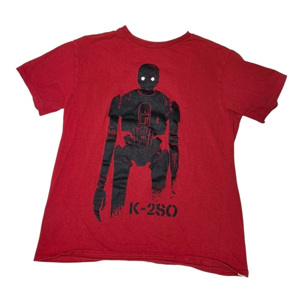 Star Wars T-Shirt Kids L 14/16 Rogue One K-2SO Graphic Tee Red Short Sleeve
